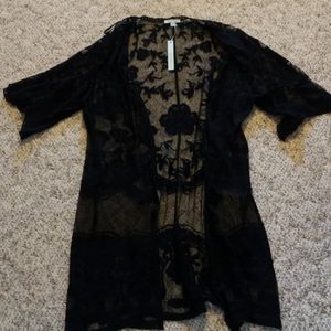 She + Sky Black Lace Midi Duster